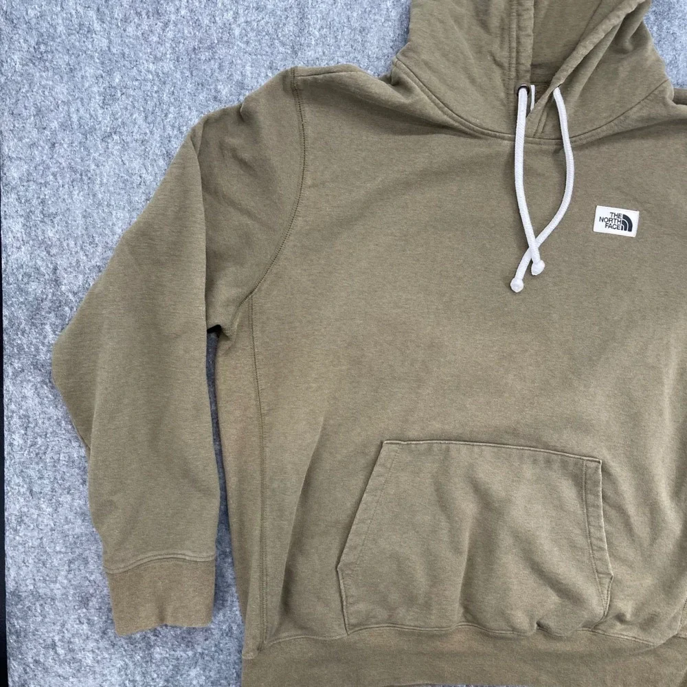 The North Face Hoodie Mens XL Pullover Olive Green Patch Logo Sweatshirt